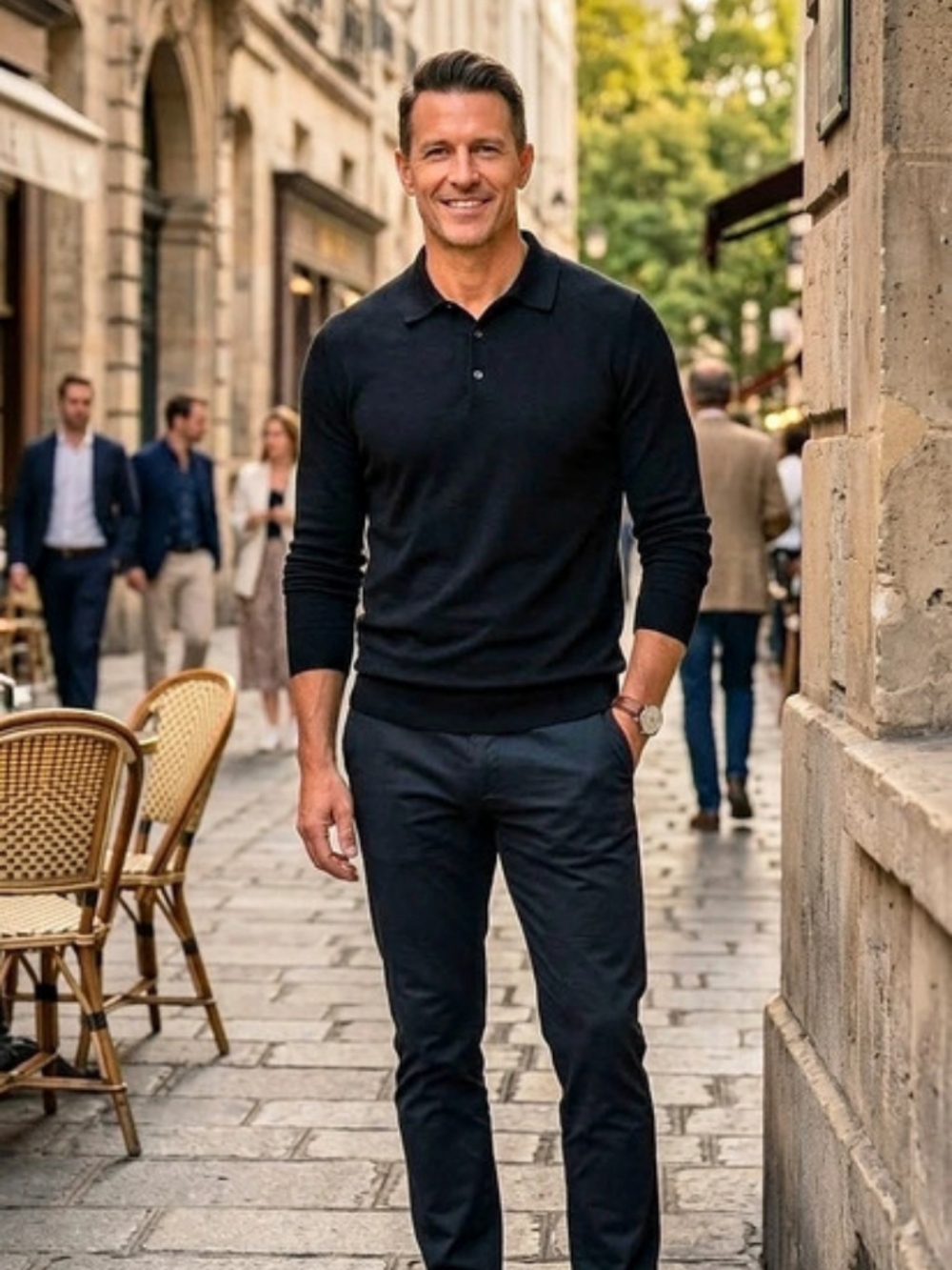 Banana Republic Men's 100% Merino Wool Long Sleeve Knit Polo Sweater